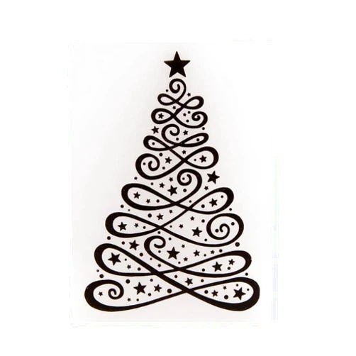 NZJ Merry Christmas Tree Decoration Plastic Embossing Folders for Card Making Scrapbooking and Other Paper Crafts