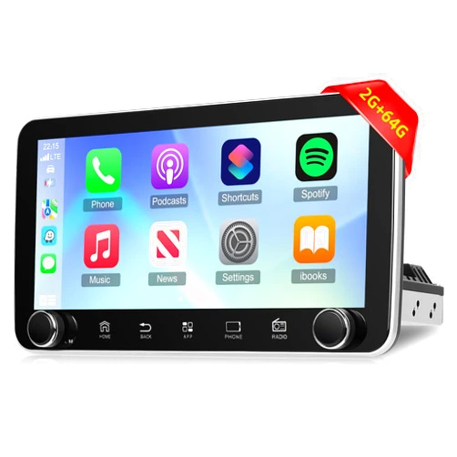 EKAT [2G+64G] 10.36 inch Android Single Din Car Stereo, 10 inch Touch Screen Radio with Wireless Carplay/Android Auto/EQ Audio/SWC/Bluetooth/WiFi/FM RDS Radio