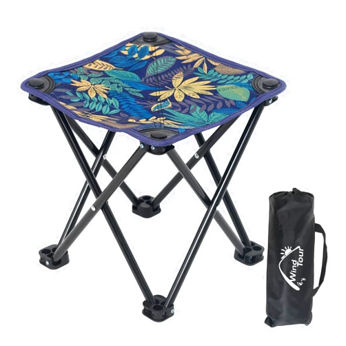 Wind Tour Portable Folding Camping Stool Outdoor Camping Lightweight Samll Chair for Fishing Hiking Gardening and Beach with Carry Bag (Blue)