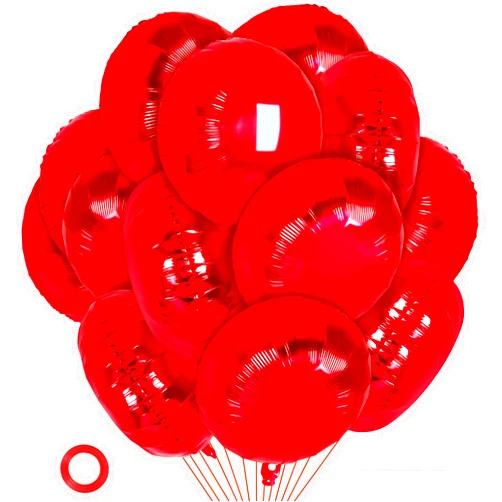 YOTHORN 20 Pcs Round Shaped Balloons,18 Inch Round Foil Balloon,Giant Round Mylar Balloon Helium Balloons for Birthday Party Baby Shower Wedding Decorations (Red)