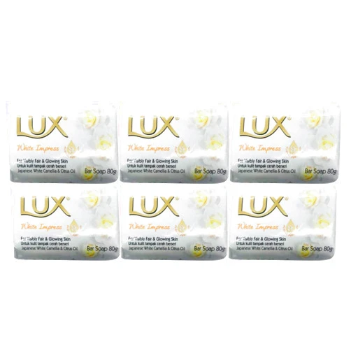 Lux Home LUX White Impress Bar Soap, Japanese White Camellia Citrus Oil 80gm (Pack of 6)