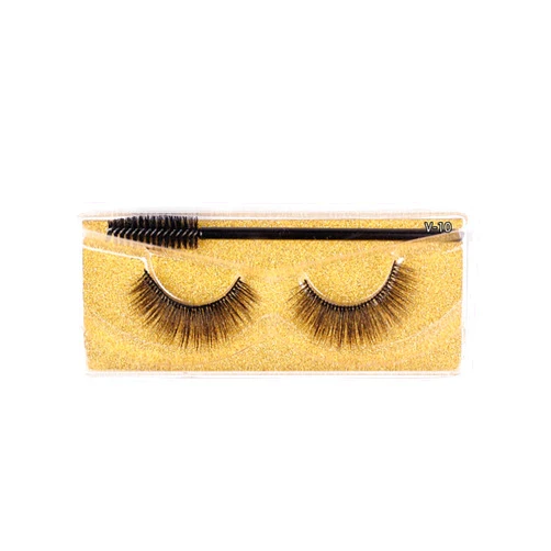 YXLLSSWJG 3d Thick False Eyelashes 1 Pair Of V Series Cotton Thread False Eyelashes Natural Slender Natural Eyelashes Circle Cases (J, One Size)