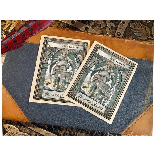 Handmade Guardian Angel, Personalized Ex-Libris Bookplates, Crafted on Traditional Gummed Paper, 3in x 4in, Set of 30 (Personalized)