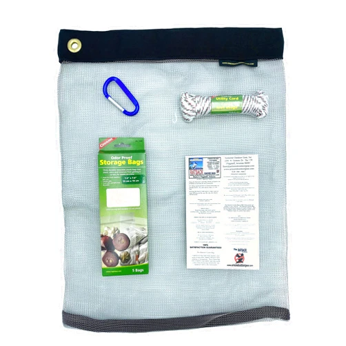 RATSACK Camping Bag Bundle - Ultralight Rodent Proof Dry Bag for Backpacking - Bear Bag Food Storage for Camping with Coghlans Odor Proof & Waterproof Bag, Survival Utility Rope and Carabiner (Medium)
