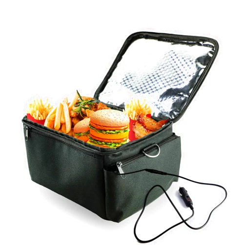 VAJOOCLL 12V Electric Lunch Box for Car Food Warmer 110W Mini Portable Oven for Business Trip/Fishing/Family Travel/Camping/Picnic，Mini Oven for Meals Reheat