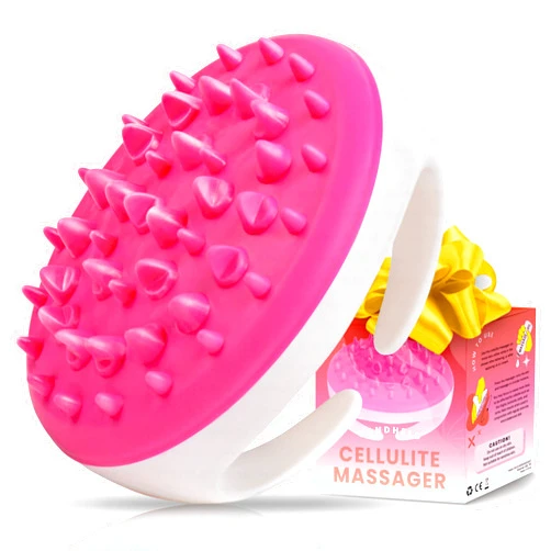 Scala Silicone Anti Cellulite Massager, Body Shower Scrubber, Cellulite Remover - Improve Circulation, Distribute Fat Deposits, Body Massager, Exfoliator, Fat Roller Use with Creams and Oils - Pink