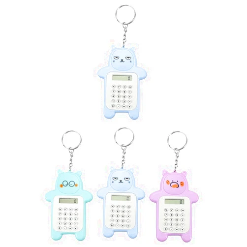 NUOBESTY 4pcs Arithmetic Calculator Backpack Keychain Mini Keychain Calculator Small Calculator Keyring Purse Keychain Adorable Calculator Key Chains Tool Plastic Portable Student