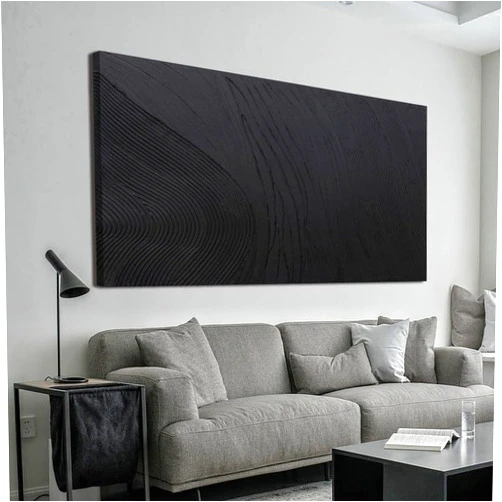 TQJ YILUFA ART Canvas Wall Art Decor Modern Textured Wall Art Decor Canvas Art Wall Decor Black Silence Wall Painting Decorations Artwork Wall Art Prints for Room Living Room Bedroom Office Decor 24