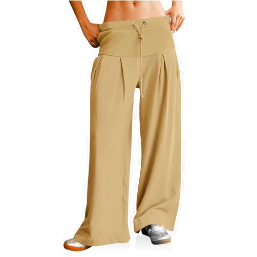 Tankaneo Womens Pleated Wide Leg Sweatpants Baggy Drawstring High Waisted Pants Casual Comfy Palazzo Lounge Pants