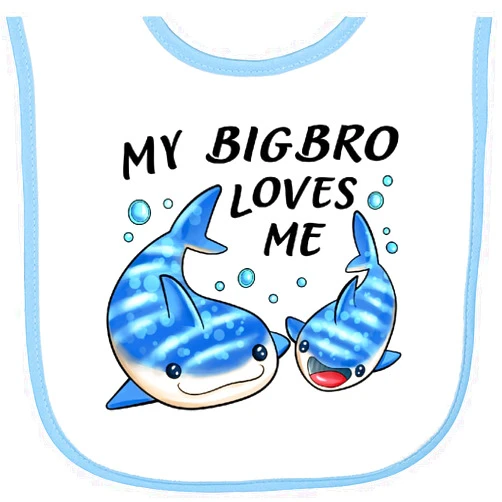 inktastic My Big Bro Loves Me- Whale Shark Baby Terry Cloth Bib