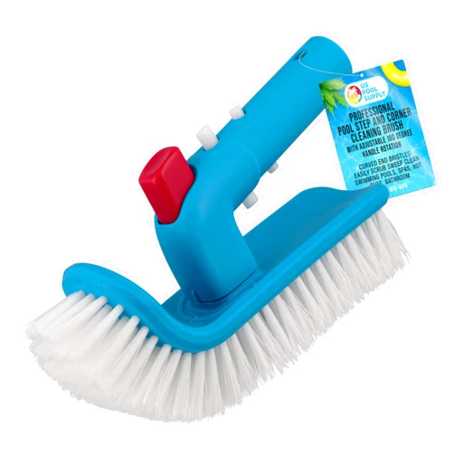 U.S. Pool Supply Professional Pool Step and Corner Cleaning Brush with Adjustable 180 Degree Handle Rotation - Curved End Bristles - Easily Scrub Sweep Clean Swimming Pools, Spas, Hot Tubs, Bathroom