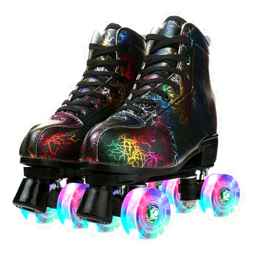 Risup Roller Skates for Women and Mens, Classic High-top 4 Wheels Skating Roller Double Row Skates for Indoor and Outdoor Unisex Christmas Party with Bag