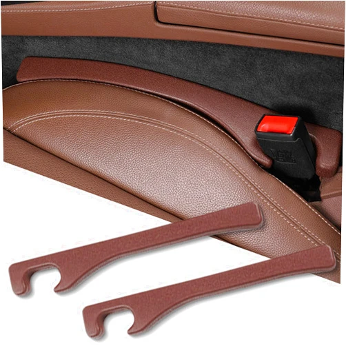 CHORHA 2 Pack Car Seat Gap Filler PU Leather Universal Fit Orgaziner for Car SUV Truck to Fill The Gap Between Seat and Console Stop Cellphone Wallet Keys Coins from Dropping Black (Brown)