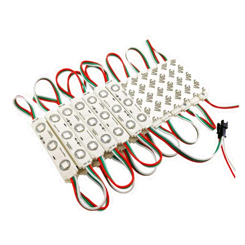 YUNBO 100Pcs WS2811 RGB LED Module Lights DC 12V SMD 5050 Addressable Dream Color RGB LED Module Waterproof IP65 LED Storefront Lights with Tape Adhesive Backside(No Controller)