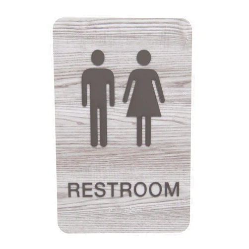 SBLABELS Non-Accessible/Wheelchair Unisex Gender Neutral ADA Restroom (Bathroom) Sign w/Braille - Ash Grey