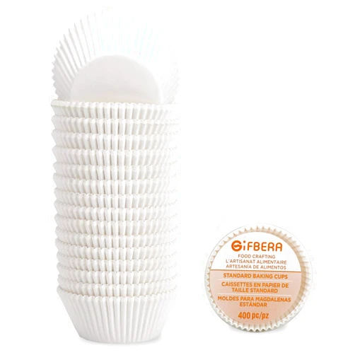 Gifbera White Cupcake Liners Standard Muffin Cups 400-Count, Unbleached Greaseproof Paper, No Smell