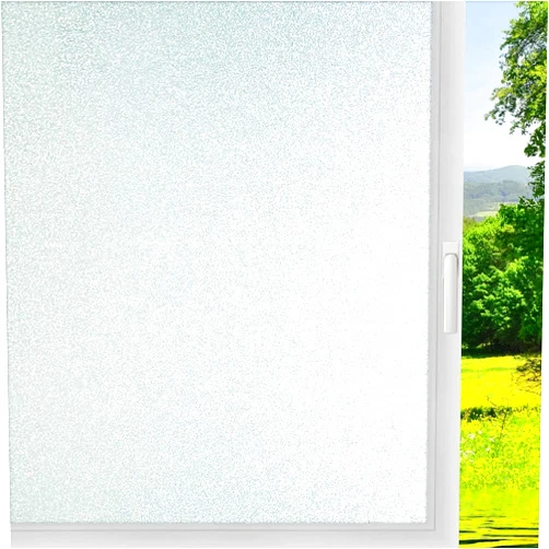 Qualsen Window Privacy Film Frosted Glass Window Film Matte White Non-Adhesive Static Window Cling Privacy Film for Glass Windows Bathroom Home Office Kitchen Living Room(11.8x47inch/30x120cm)