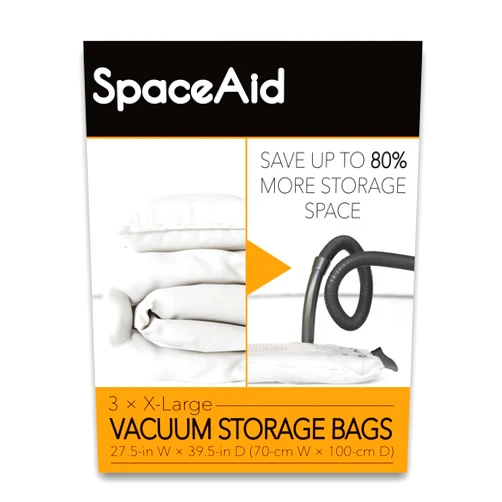 SpaceAid Jumbo Vacuum Storage Bags, Space Saver Sealer Compression Bags for Comforters, Blankets, Pillows, Bedding, Clothes (X-Large 3 Pack)