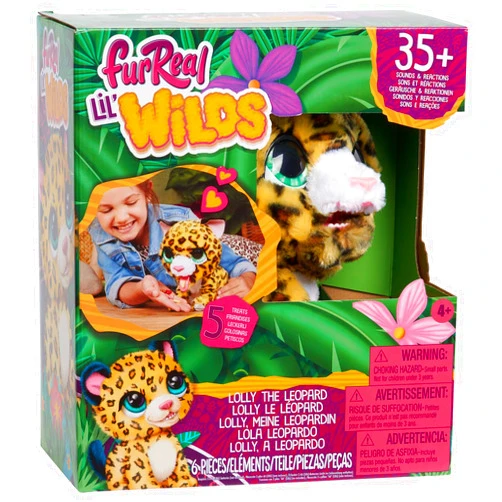 Just Play furReal Lil Wilds Lolly The Leopard Interactive 8-inch Plush Stuffed Animal with Over 35 Sounds and Reactions, 6-pieces, Kids Toys for Ages 4 Up