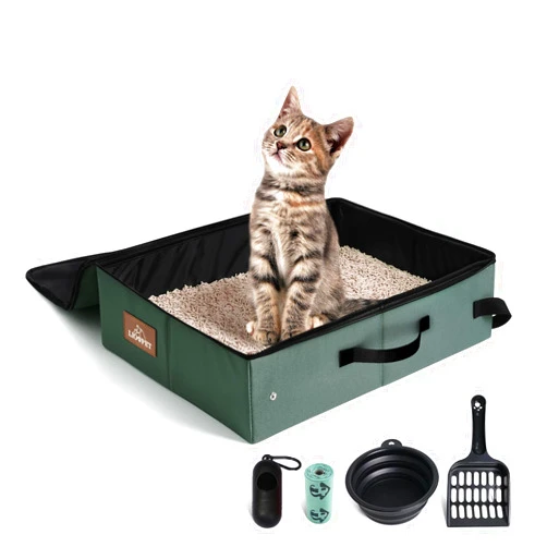 LIOOPET Portable cat Litter Box, Leak Proof, Foldable, Perfect for Hotel Stays and Road Trips