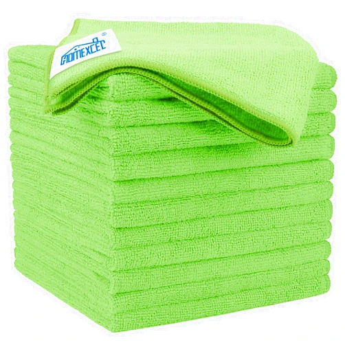 HOMEXCEL Green Microfiber Cleaning Cloth 12 Pack, 12.5 x 12.5 inch Microfiber Towels for Cars, Ultra Absorbent Car Washing Cloth, Lint Free Streak Free Cleaning Rags for Car, Kitchen, and Window