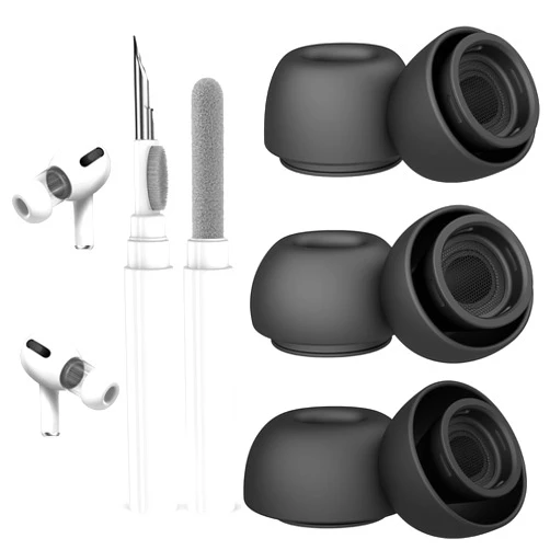 Polislime 3-Pairs Replacement Ear Tips for AirPods Pro 2nd/1st Generation with Cleaner kit,Noise Reduction Holewith & Built-in dust Guard Screen, Silicone Ear Tips for USB-C Charging Case (S/M/L)