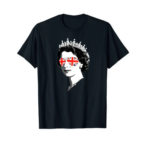 YAS QUEEN Elizabeth II England Meme Shirts British Elizabeth II Sunglasses Tshirt British Crown Union Jack Meme T-Shirt