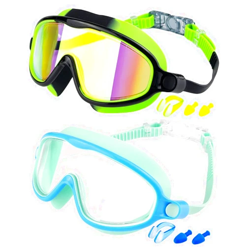 Rantizon Swim Goggles 2 Pack, Wide View Anti Fog&UV Swimming Goggles for Audlt, No Leaking Swim Glasses for Men Women Kids