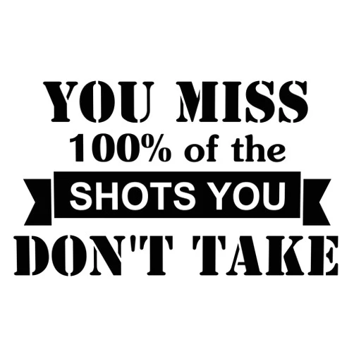 Imposing Design #3 You miss 100 percent of The shots You don't take 22 x 13 Vinyl Wall quote decal sticker Sports Team Art Decor Motivational Inspirational Wall Decorative lettering Jordan Curry inspired