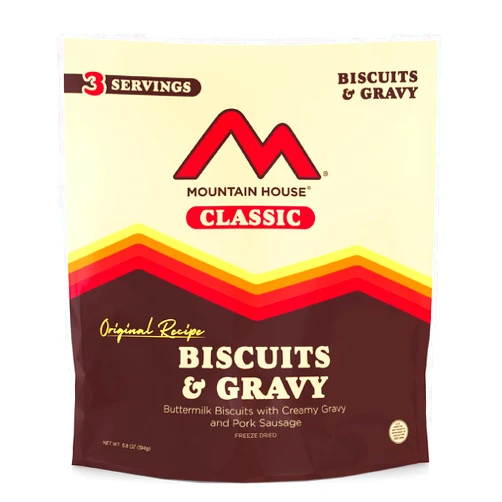 Mountain House Classic Biscuits & Gravy | Freeze Dried Backpacking & Camping Food | 3 Servings