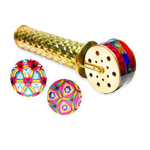 BRASSLICIOUS Triple Wheel Brass Kaleidoscope Handmade Artistic Kaleidoscope Best for Adults Easy to Make Countless Design by Rotating The Wheel
