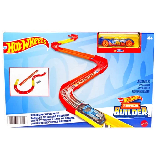 Hot Wheels Toy Car Track Set, Track Builder Unlimited Playset Premium Curve Pack, 16 Component Parts & 1:64 Scale Vehicle