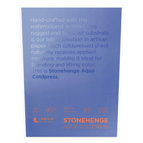Stonehenge Aqua White Medium Weight Block, 140lb, Coldpress, 15 Sheets for Wet and Dry Media (9X12)