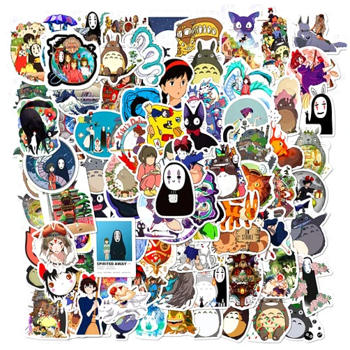 SHOWSUP 100Pack Kids Miyazaki Hayao Japanese Cartoon Stickers Classic Cartoon Anime Movie Stickers Cute Cartoon JP Characters Stickers for Kids Teens Adults (Japanese Cartoon)