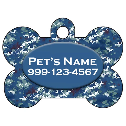 InstaPetTags Camo Dog Tag Pet Id Tag Personalized w/Your Pet's Name & Number (Arctic Blue)