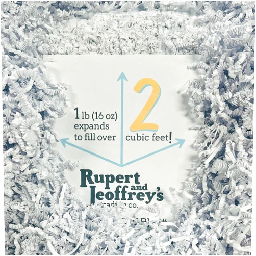 Rupert and Jeoffrey's Trading Co. Crinkle Cut Paper Shred Filler for Gift Baskets (1 Lb, White)