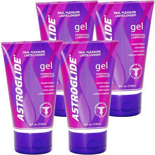 Astroglide Gel Personal Lubricant, Water-Based, No Drip, Thicker Formula, Long-Lasting, Easy Clean-Up, Condom Compatible, 4 oz (Pack of 4)
