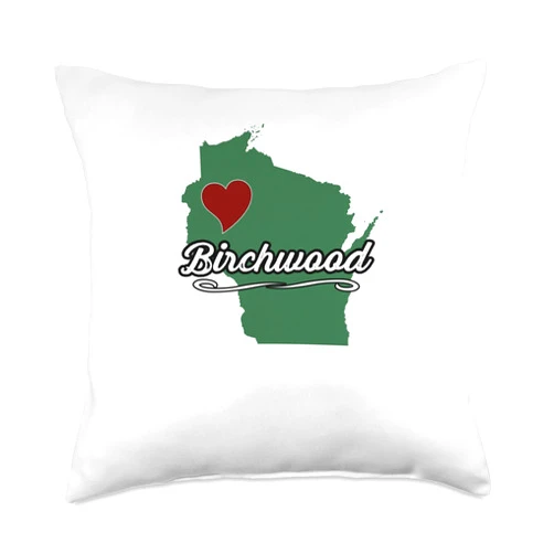 Birchwood WI - Clothing and Merch Birchwood-Wisconsin | 54817 WI USA-City State Souvenir-Throw Pillow, 18x18, Multicolor