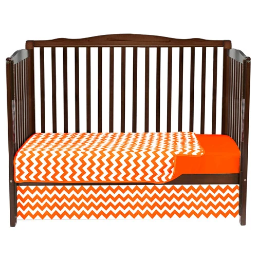 Baby Doll chevron 3 piece crib bedding set, orange