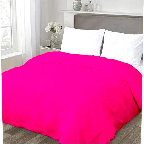FlyCotton 1 Piece Pinch Pleated Duvet Cover with Zipper Closure & Corner Ties 100% Egyptian Cotton 800 Thread Count Twin-XL Size Hot Pink Solid Exquisite Soft Pintuck Duvet Cover Set Only