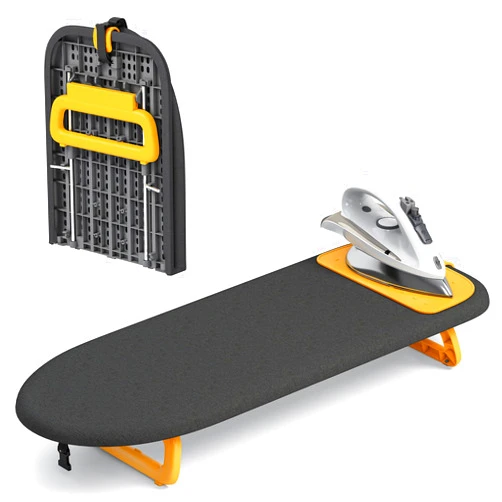 KINGBOARD Tabletop Ironing Board, Small Ironing Board with Iron Mat, Foldable Mini Iron Board, Easy Storage for Travel & Dorm, 12x32 Black