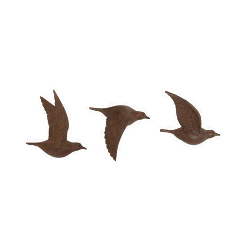 Deco 79 Polystone Bird Home Wall Decor Metallic 3D Sculpted Wall Sculpture, Set of 3 Wall Art 11