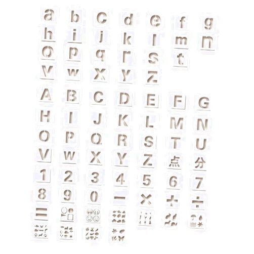 STOBOK 80pcs Stencils for Painting Yesweety Alphabet Stencil Letter Stencil Alphabet Symbol Stencils Mexican Ribbon Drawing Ruler Geometric Underglaze Transfers White Cartoon Child