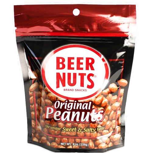 Beer Nuts Original Sweet and Salty Peanuts, Travel Size, Original Roasted Sweet, Glazed Salted Peanuts, An American Original Since 1953 (8oz, Original Peanuts)