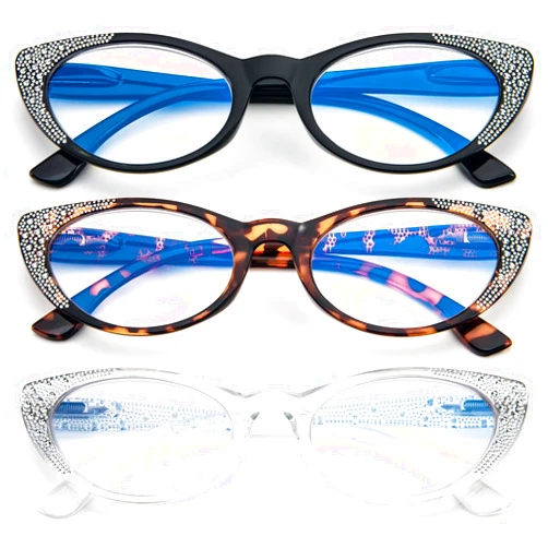 YQJYWZTF 3 Pack Reading Glasses for Women Blue Light Blocking Eyeglasses Fashion Designer Computer Readers Spring Hinges