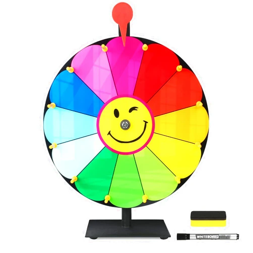 Delizon 12 Inch Color Prize Wheel, 12 Slot Spinning Wheel Fortune Game, Holiday Activities, Party, Classroom or Home Education, Sunflower Pattern