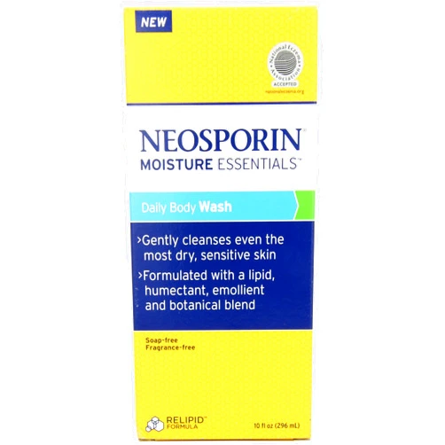 Neosporin Essentials Moisture Body Wash, Soap Free, Fragrance Free, 10 Ounce