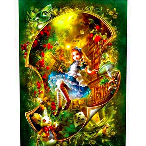GOJOSOWIN 5D DIY Diamond Art,Alice in Dream Diamond Art Kits for Adults Full Drill Round Diamond Gem Art Beads Painting for Kids Perfect for Home Wall Décor 11.8x15.7 inch