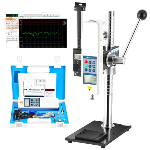 Mxmoonfree 500N Digital Force Gauge Push Pull Gauge with Force Gauge Stand Force Test Stand Lever-Operated 70mm Stroke and HJJ-001 Clamp x1 (HPB Test Stand+HP-500N)
