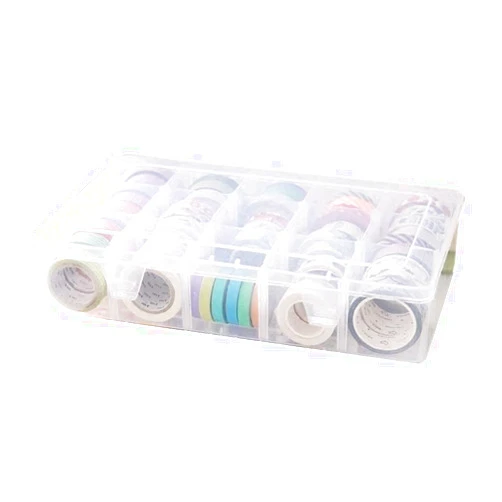 BeatBasic Adjustable 15-Compartment Grid Slot Plastic Storage Box Jewelry Bead Tool for Washi Tape, Art Supplies and Sticker Container Organizer Case